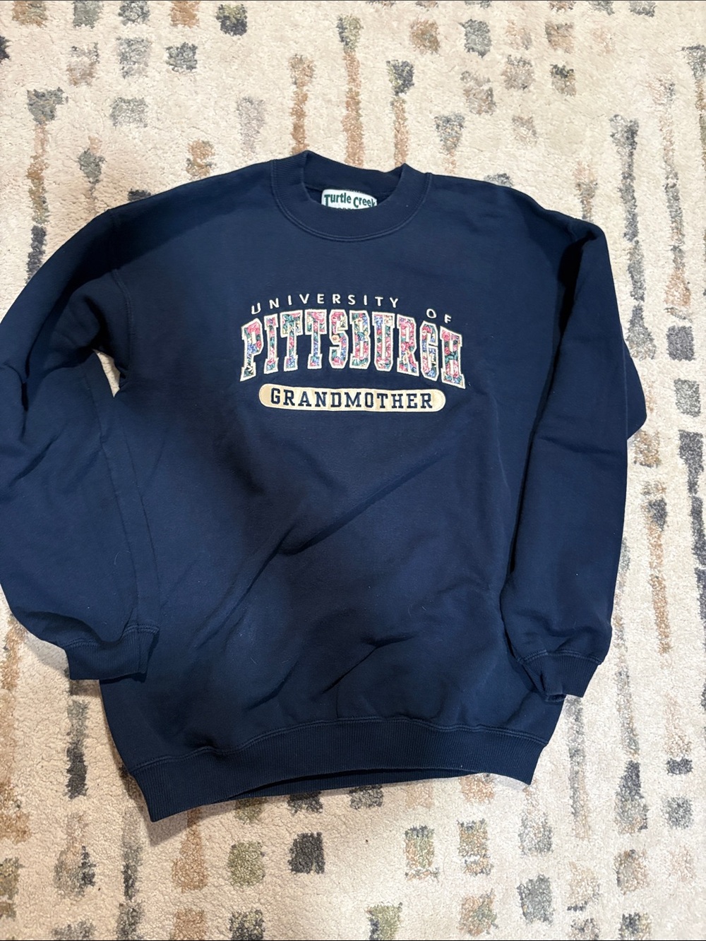 Vintage Navy University of Pittsburgh (Pitt) Grandmother Crewneck Sweatshirt,